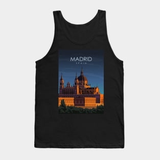 Madrid Spain Vintage Minimal Retro Travel Poster at Night Tank Top